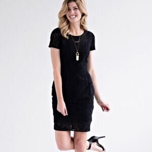 Mata Traders NWT black lace overlay dress LBD knee length